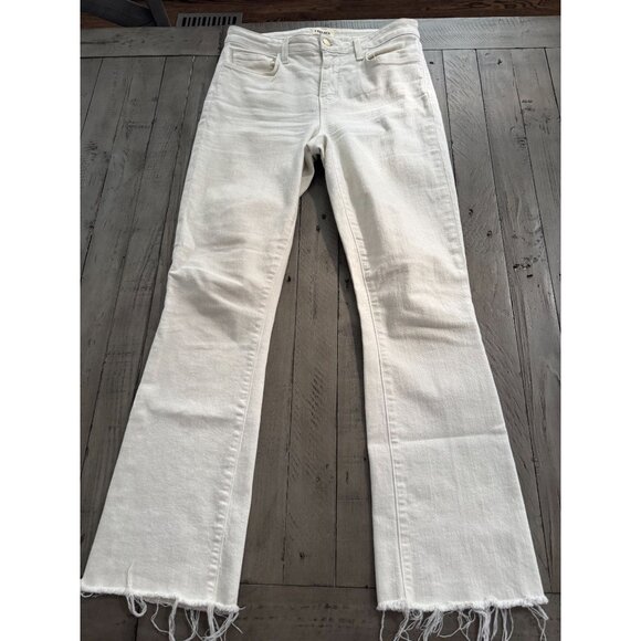 L'Agence Ruth High Rise Straight Raw Hem Jeans in Vintage White Size 27 - Picture 1 of 3